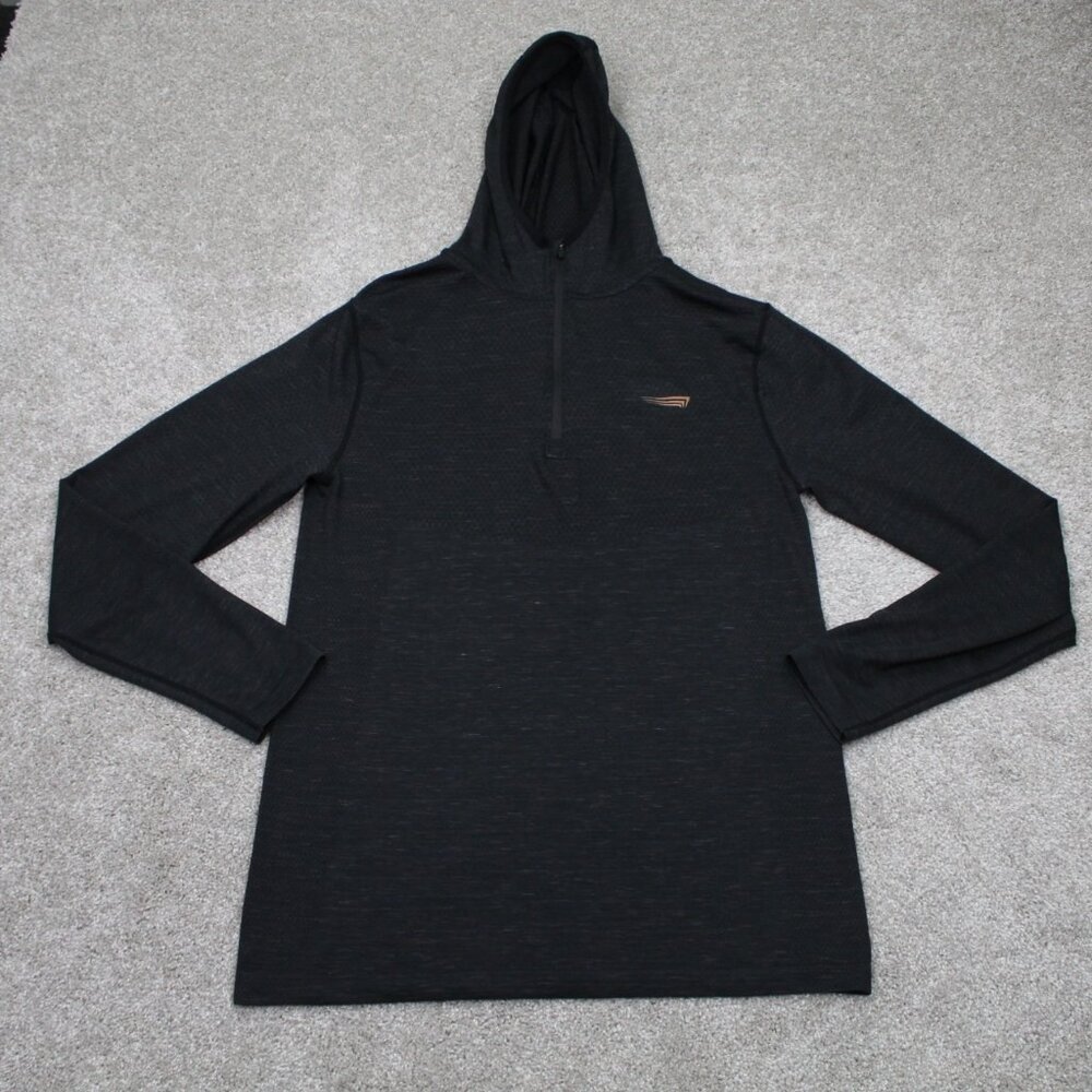 Copper Fit Hoodie Mens XL Black‎ 1/4 Zip Polyester L/S Hooded Sweatshirt